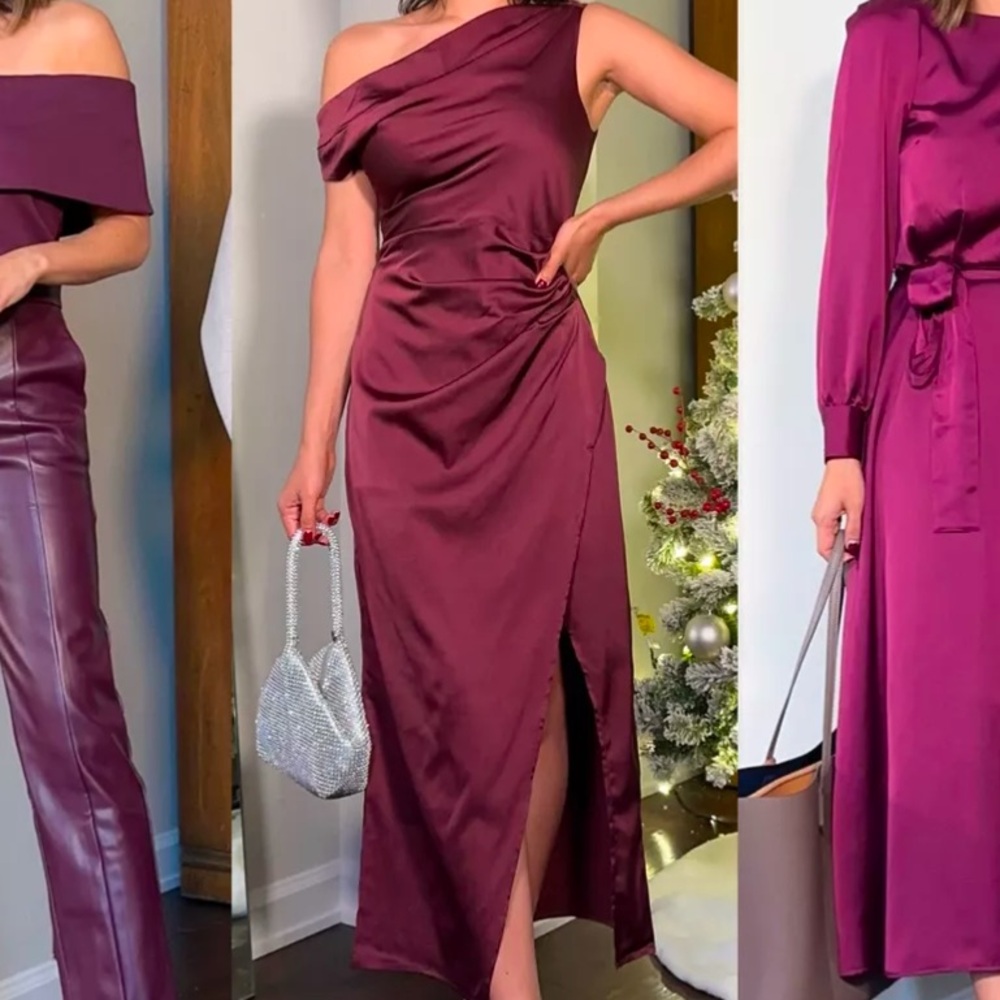 Stretch Satin Draped Midi Dress